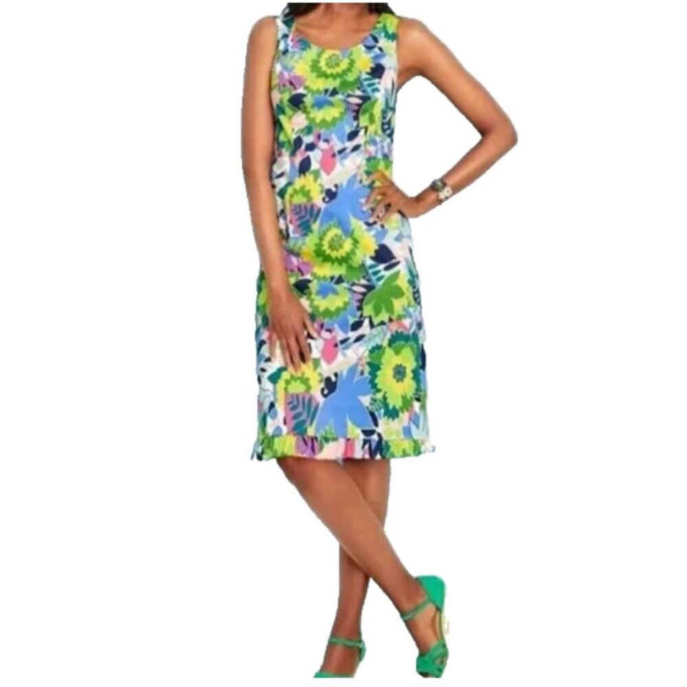 Talbots Green Floral Sheath Dress